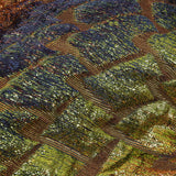Metallic Orange, Lime and Navy Abstract Mosaic Luxury Brocade