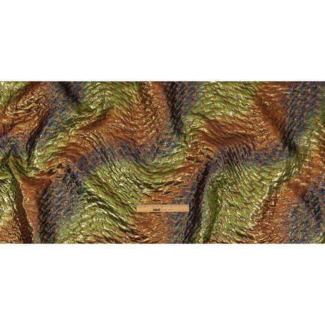 Metallic Orange, Lime and Navy Abstract Mosaic Luxury Brocade