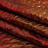 Metallic Copper, Scarlet and Wine Abstract Mosaic Luxury Brocade
