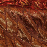 Metallic Copper, Scarlet and Wine Abstract Mosaic Luxury Brocade