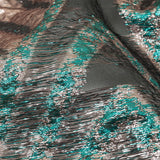 Metallic Teal and Pale Pink Abstract Sheer Luxury Burnout Brocade