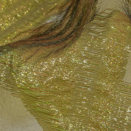 Metallic Olive and Gold Abstract Sheer Luxury Burnout Brocade