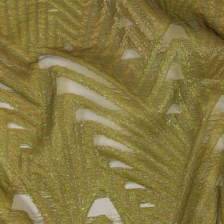 Metallic Olive and Gold Abstract Sheer Luxury Burnout Brocade
