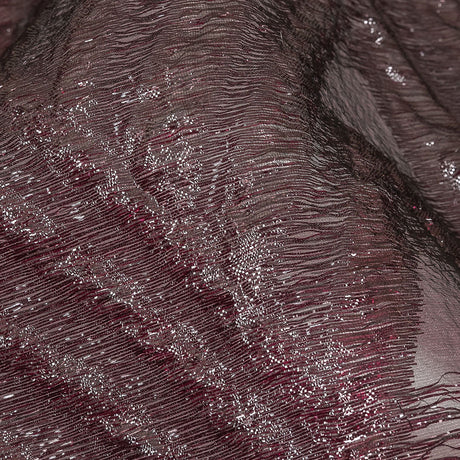 Metallic Black and Burgundy Abstract Sheer Luxury Burnout Brocade