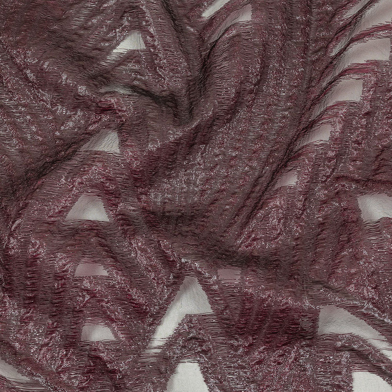 Metallic Black and Burgundy Abstract Sheer Luxury Burnout Brocade