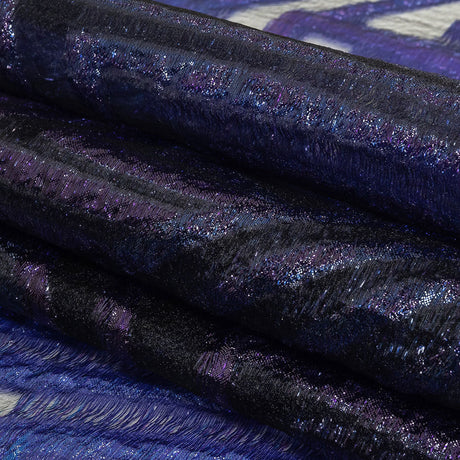 Metallic Blue and Purple Abstract Sheer Luxury Burnout Brocade