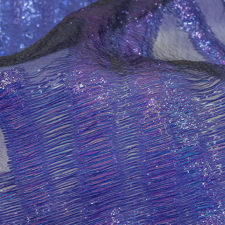 Metallic Blue and Purple Abstract Sheer Luxury Burnout Brocade