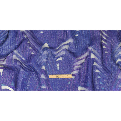 Metallic Blue and Purple Abstract Sheer Luxury Burnout Brocade