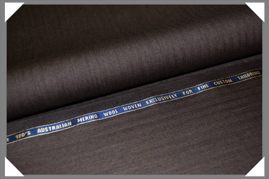 Brown Herringbone Super 120S Merino Wool Fabric - Brown Herringbone, 58/60" Width