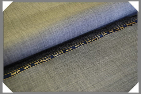 Lt Grey Sharkskin Super 120S Merino Wool Fabric - Light Grey Sharkskin, 58/60" Width