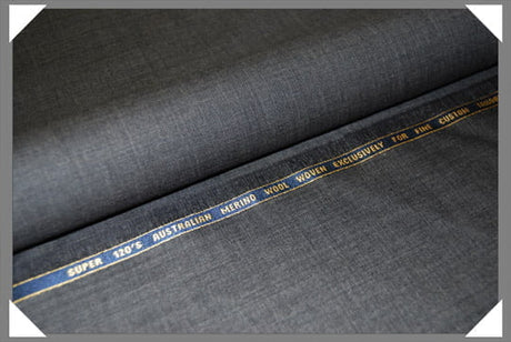 Med Grey Sharkskin Super 120S Merino Wool Fabric - Grey Sharkskin, 58/60" Width