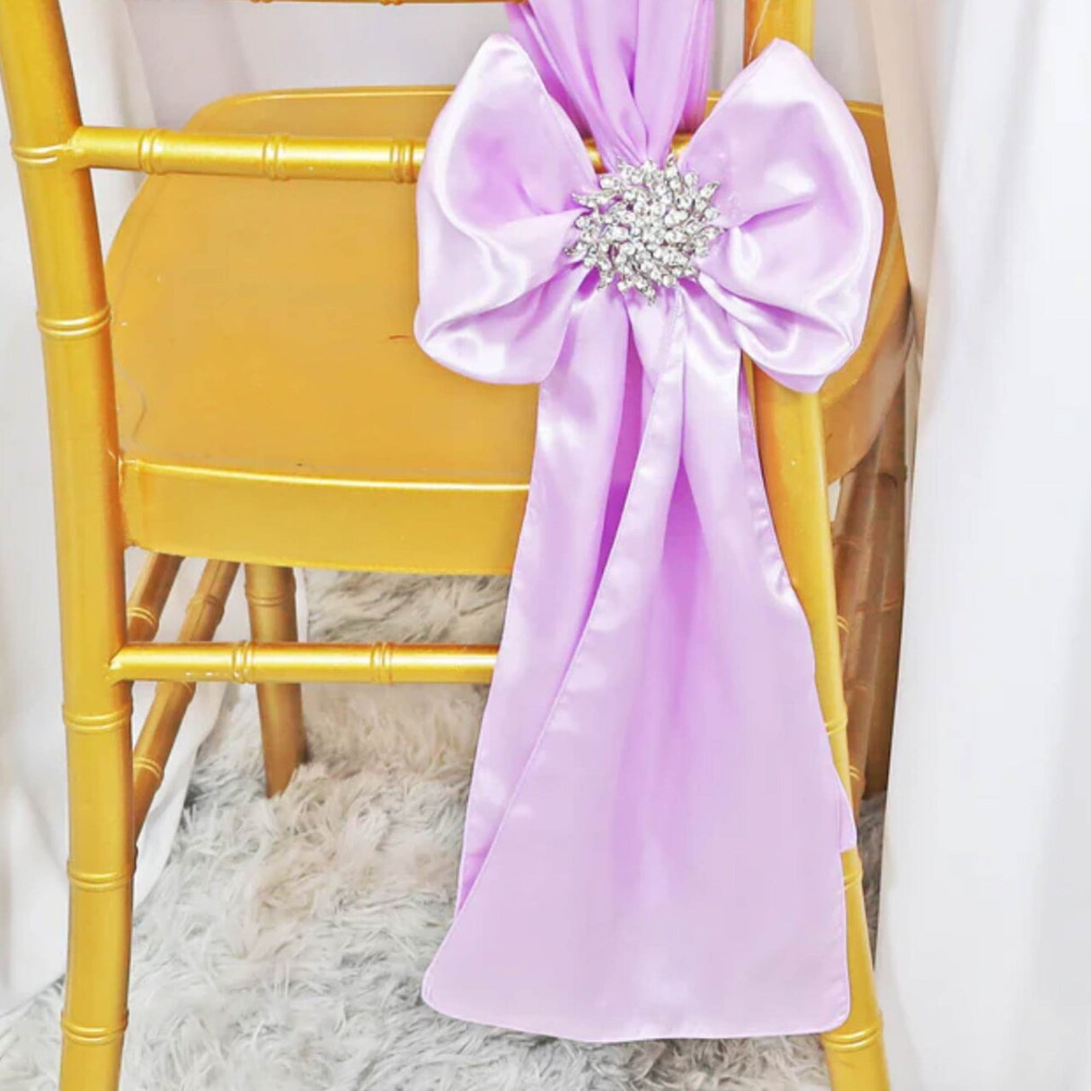 10 Pieces Lavender Satin Fabric Chair Wraps, 8"x108" Stylish Decor Bands