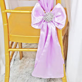 10 Pieces Lavender Satin Fabric Chair Wraps, 8"x108" Stylish Decor Bands