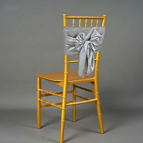 10 Pieces Sophisticated 9.5x108 inch Crushed Taffeta Chair Sashes Silver