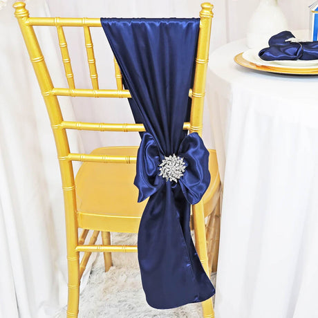 10 Pieces Navy Blue Satin Chair Sashes for Elegant Wedding and Event Decor 8x108 inches