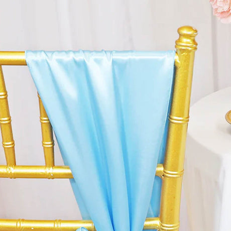 10 Pieces Baby Blue Satin Chair Sashes Soft 8"x108" Event Decor