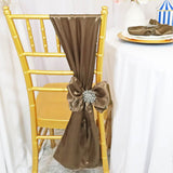 10 Pieces Latte Satin Fabric Chair Wraps, 8"x108" Stylish Decor Bands
