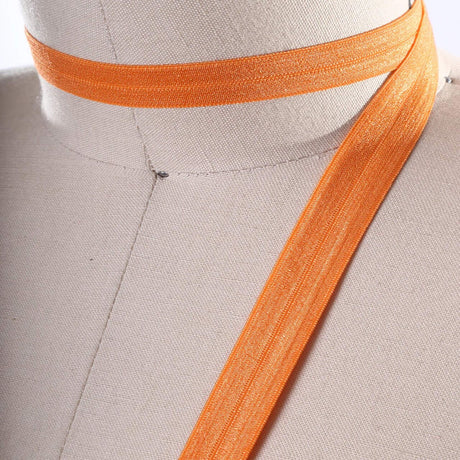 3 Yards Medium Orange Fold Over Elastic 5/8" Stretch Bias Trim for Hairbands & Masks
