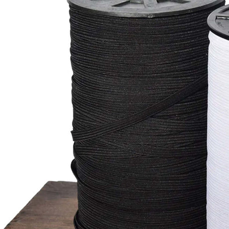 1/3" Black Flat Braided Durable Elastic Cord 5 Yards