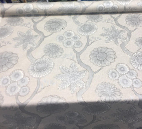 P Kaufmann Gloss Chintz Platinum Cotton Fabric - Taupe, Grey, Off-White, Metallic Silver Accents, 54" Width (1 Yard)