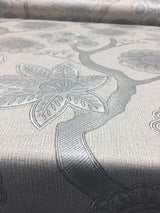 P Kaufmann Gloss Chintz Platinum Cotton Fabric - Taupe, Grey, Off-White, Metallic Silver Accents, 54" Width (1 Yard)