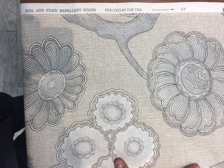 P Kaufmann Gloss Chintz Platinum Cotton Fabric - Taupe, Grey, Off-White, Metallic Silver Accents, 54" Width (1 Yard)