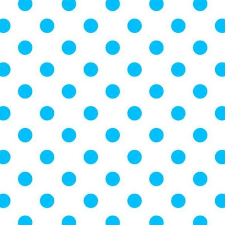 1″ One Inch Blue Polka Dot on White Poly Cotton Fabric,