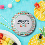 8 Count Welcome Little One Tribal Baby Shower Paper Dinner Plates 9" Baby Shower Disposable Plates