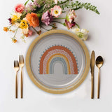 8 Count Boho Rainbow Party Paper Dessert Plates 7 Inch