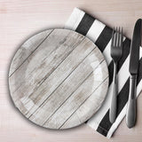 8 Ct. Shiplap Rustic Party Paper Dinner Plates 9" Disposable Chic Rustic Tableware