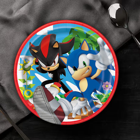8 Ct. Sonic the Hedgehog 7" Party Disposable Paper Dessert Plates