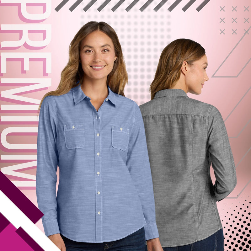 Port Authority® Slub Chambray Womens Shirt