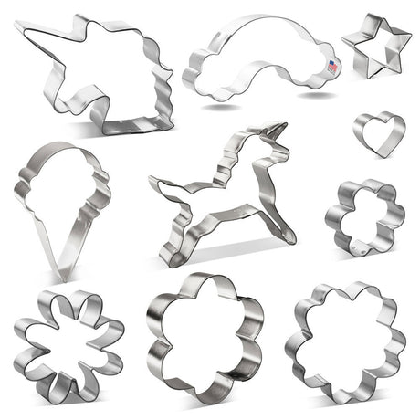 Unicorn Birthday Baby Shower Summer Cookie Cutter 10 Piece Set HS0456