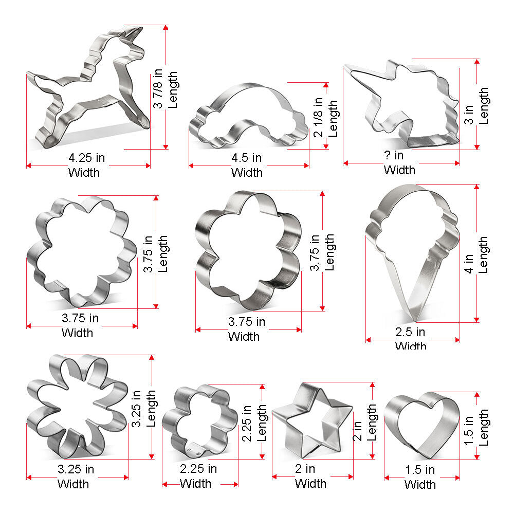 Unicorn Birthday Baby Shower Summer Cookie Cutter 10 Piece Set HS0456