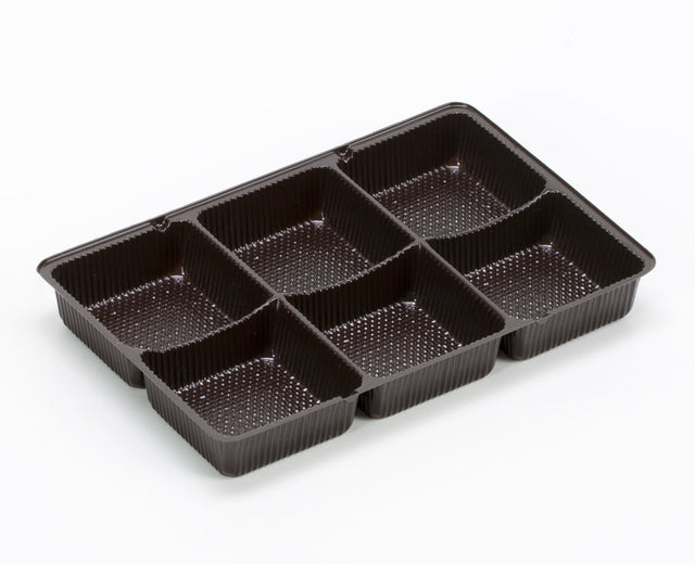 Candy Tray 7" x 4 3/8" x 7/8" Chocolate Brown 6-Cavity for Chocolates