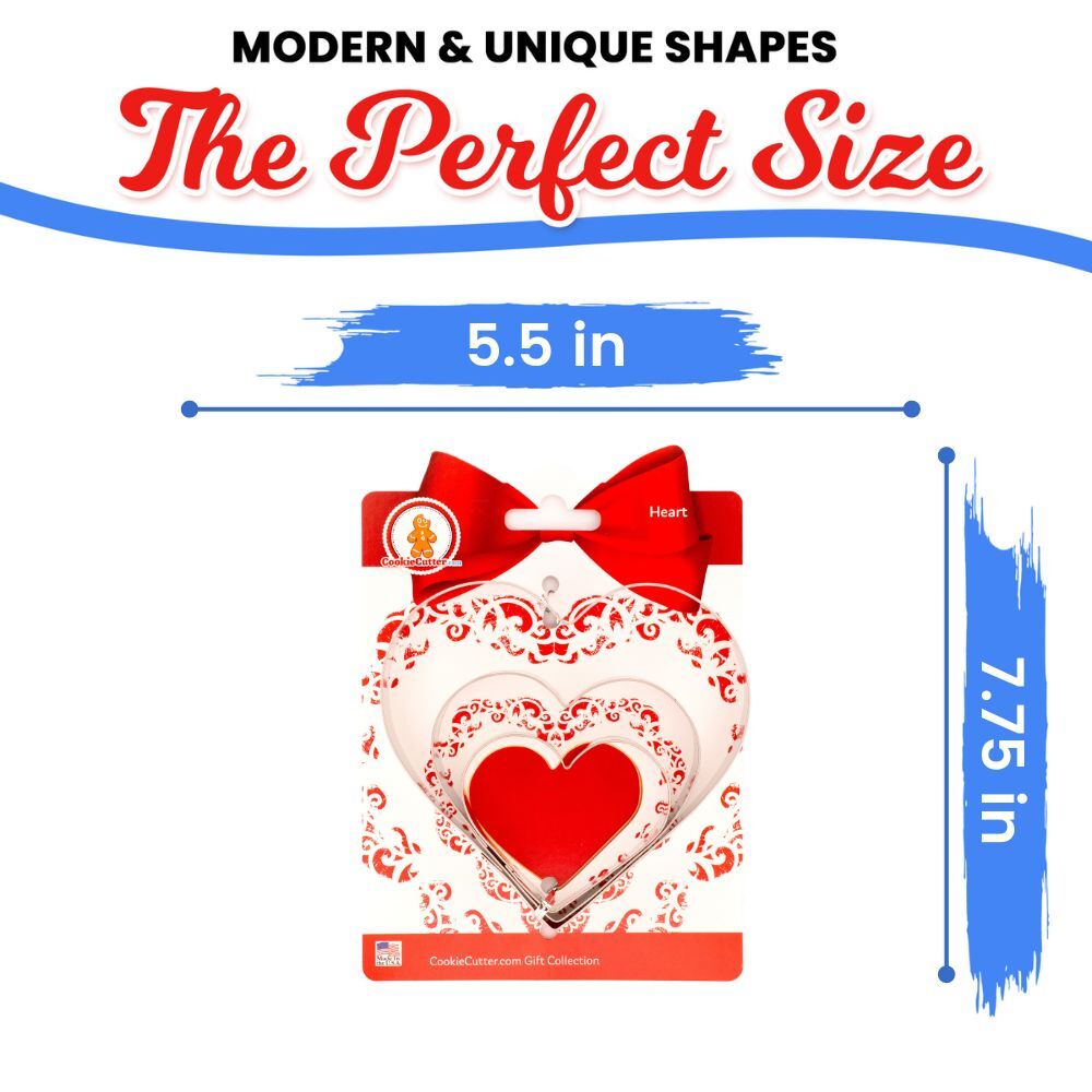 Hearts Nested Cookie Cutter Set 3 Pc GC0104 with a Hang Tag Cookie Recipe Card