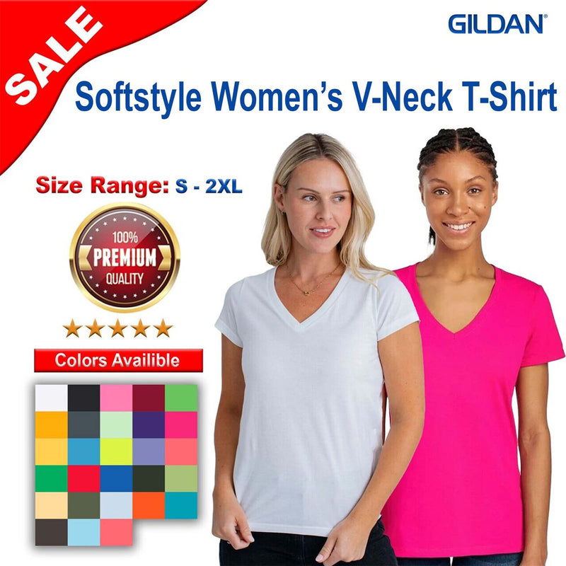 GildanÂ® Softstyle Womenâ€™s Short Sleeve V-Neck T-Shirt