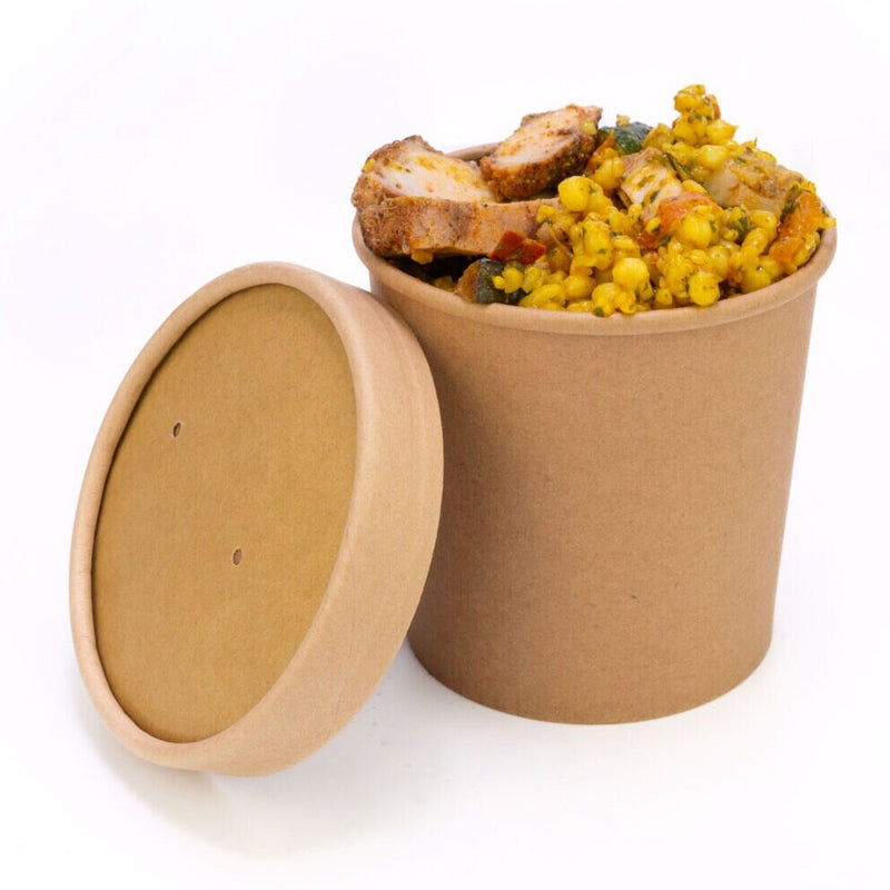 Kraft Soup Containers with Vented Lids 4" x 4" x 3 1/2" Ideal for Takeout and Meal Prep