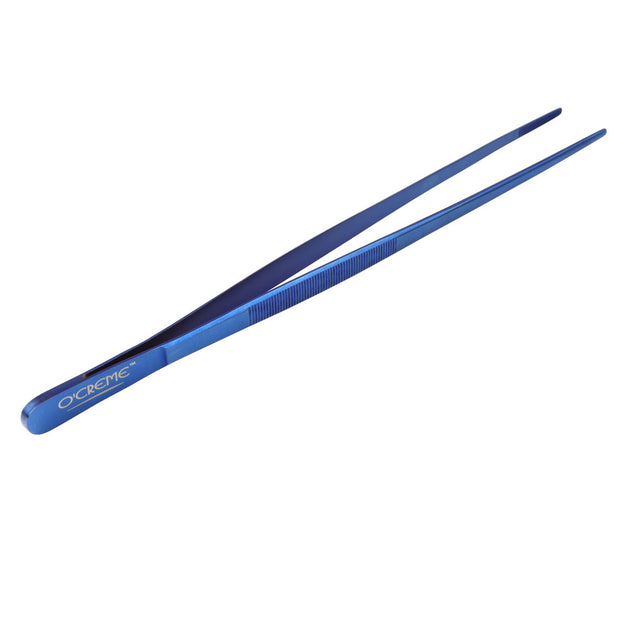 O'Creme Blue Stainless Steel Straight Tip Tweezers, 12"
