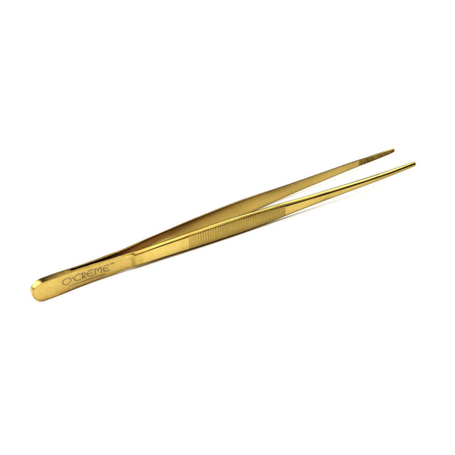 O'Creme Gold Stainless Steel Straight Tip Tweezers, 8"