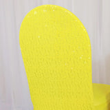 1 Piece Canary Yellow Sequin Spandex Chair Cover Stretch Fit Banquet Style