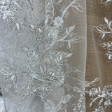 Embroidered Bridal Lace Ivory Silver