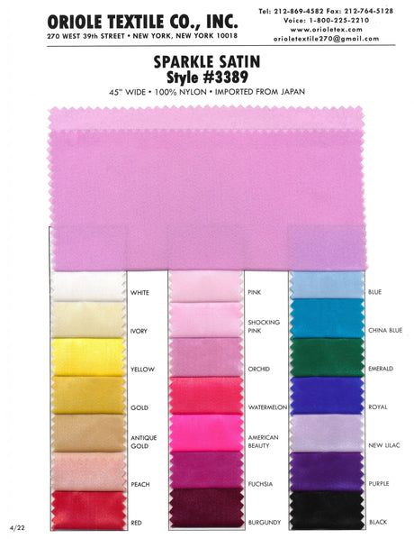 Sparkle Satin Nylon Fabric - 100 Percent Nylon, Sparkle Finish, 45" Width (1 Yard)