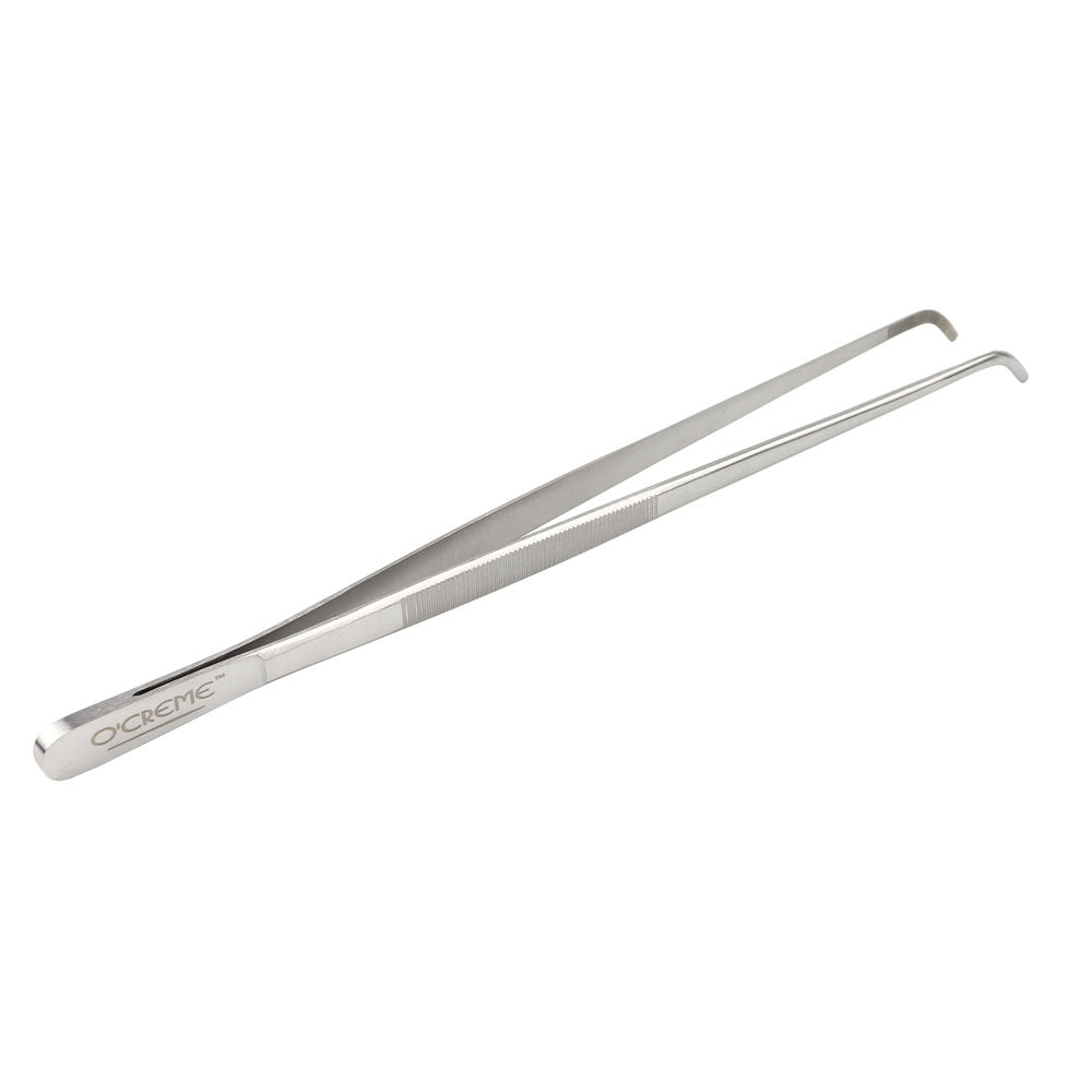 O'Creme Stainless Steel Curved Tip Tweezers, 10"