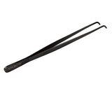 O'Creme Black Stainless Steel Curved Tip Tweezers, 10"