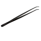 O'Creme Black Stainless Steel Curved Tip Tweezers, 10"
