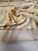 Printed Yellow Beige Polyester Twill