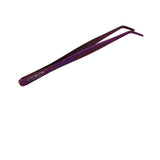 O'Creme Purple Stainless Steel Curved Tip Tweezers, 8"