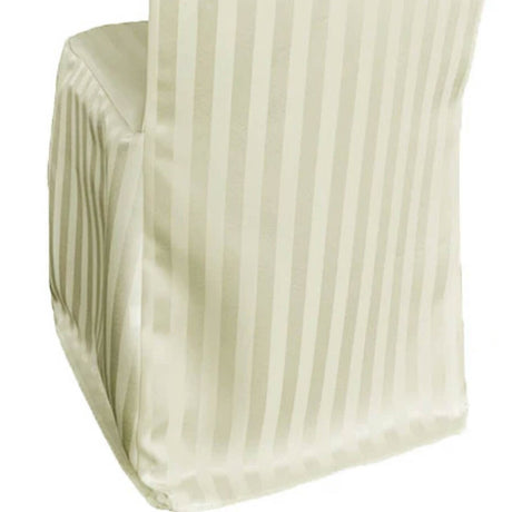 1 Funda para silla de banquete de poliéster jacquard a rayas color marfil para decoración elegante de bodas