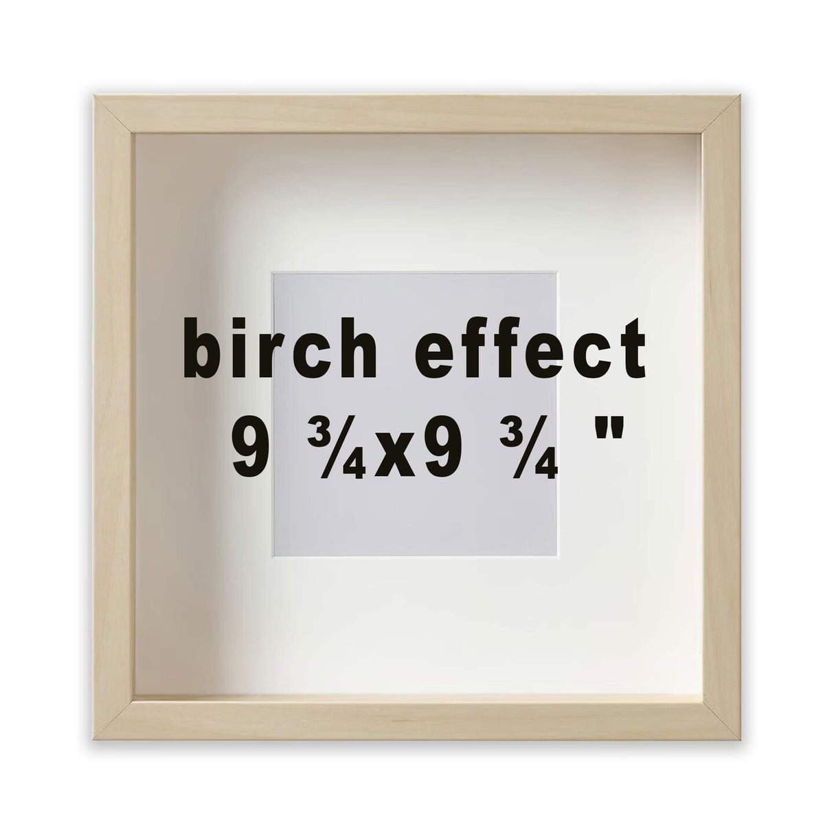 9.75x9.75 Birch Effect Deep Picture Frame with Mat, Plastic Front, Wall or Tabletop Display